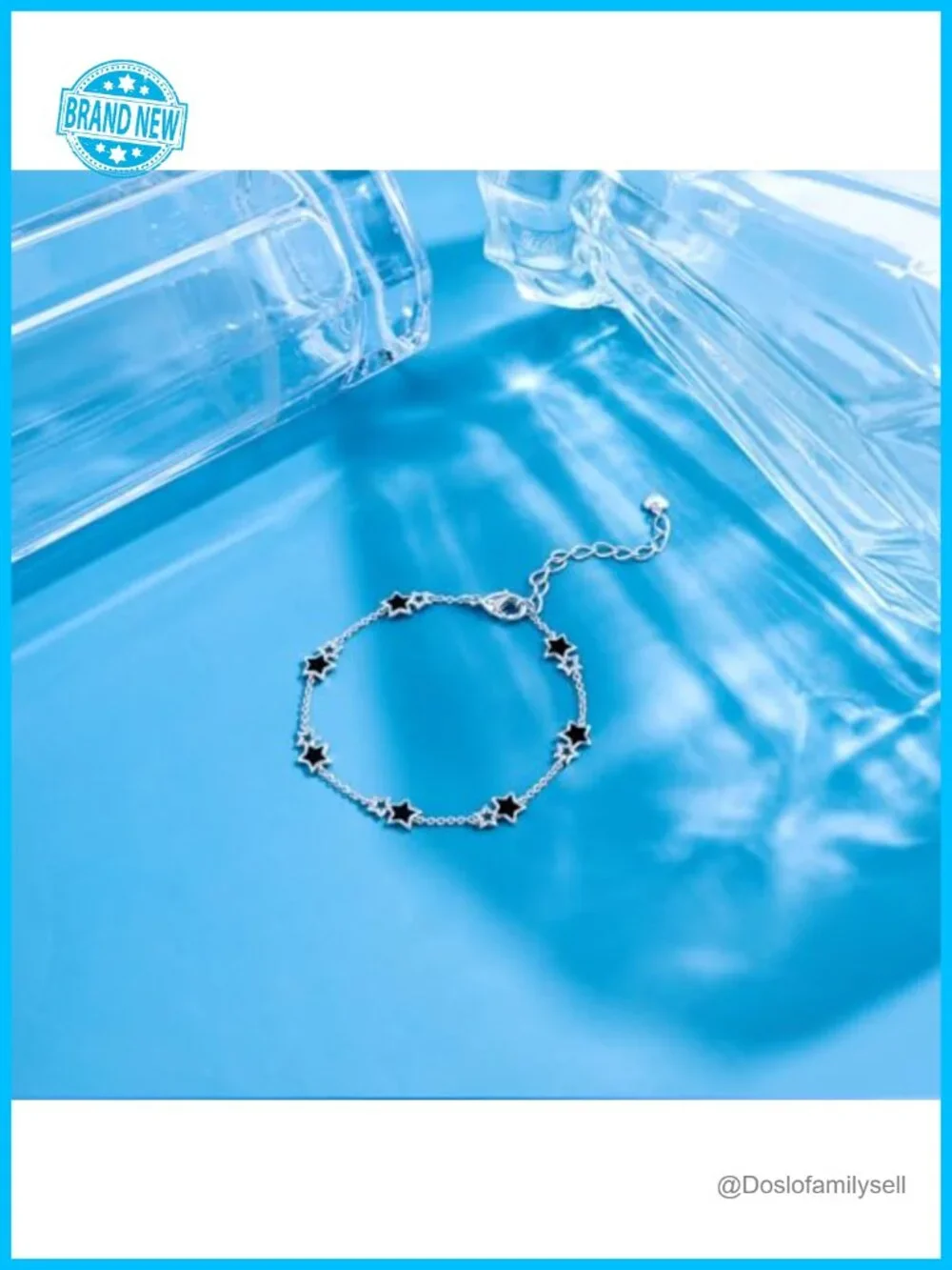 White Gold Plated Star Chain Link Bracelet Stackable Women Gift